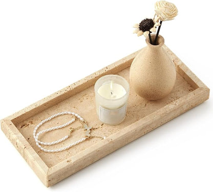 Real Natural Small Marble Tray for Bathroom, Kitchen and Desktop, Rectangle by Zilukar