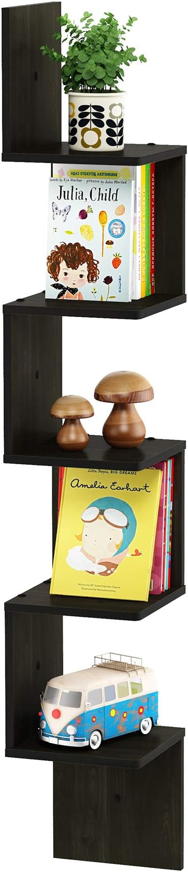 Furinno Rossi Wall Mount Floating Corner Shelf, 5-Tier Square - Image 5