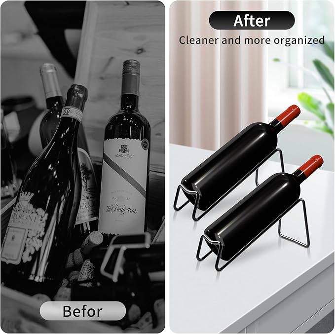 TONLEA Countertop Wine Rack, Metal Small Wine Rack, Tabletop Wine Storage Stand - Image 3