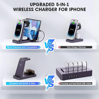 Wireless Charger for iPhone - 5 in 1 Charging Station for Multiple Devices - Image 2