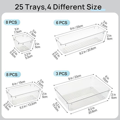 Vtopmart 25 PCS Office Desk Drawer Organizers Set, 4-Size Versatile Plastic - Image 7
