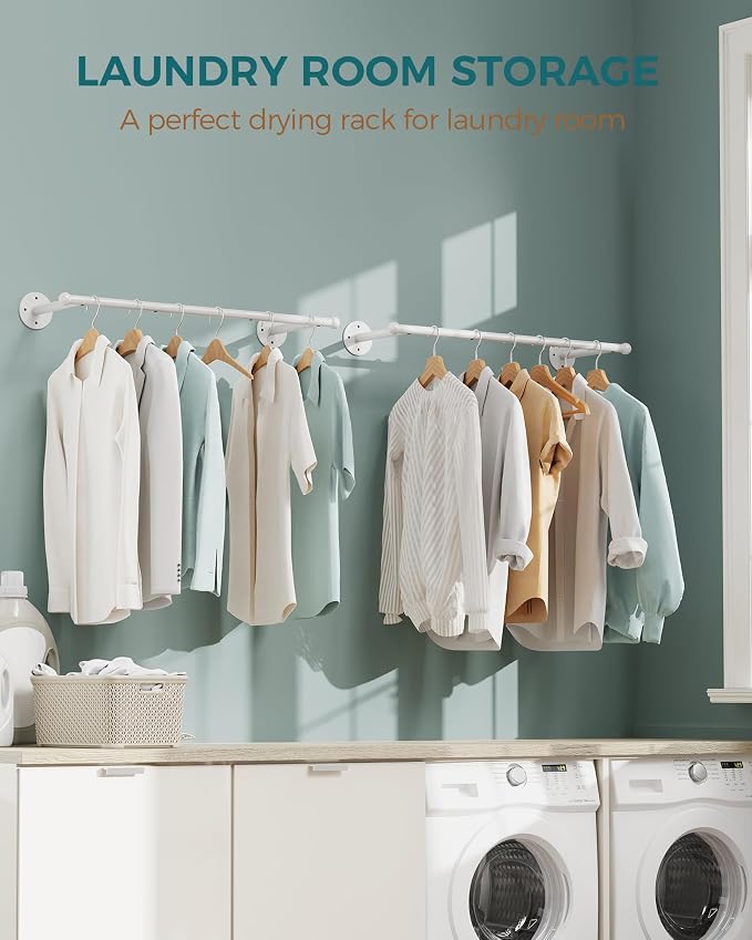 OROPY 33" Industrial Pipe Clothing Rack, Wall Mounted Clothes Rack 2 Pack | - Image 7