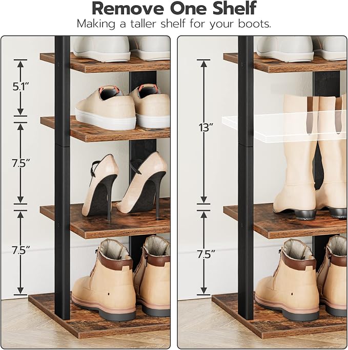 HOOBRO 8 Tiers Vertical Shoe Rack, Wooden Shoe Storage Organizer - Image 3