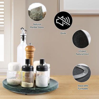 Marble Lazy Susan, 12in Lazy Susan Turntable Organizer - Image 2