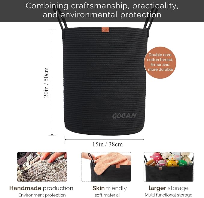 large tall sturdier Laundry Hamper Basket Woven Storage Baskets - Image 3