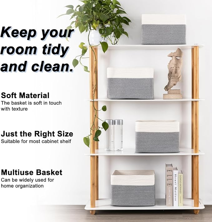 4 Pack Storage Baskets for Organizing, Woven Baskets for Shelves - Image 2