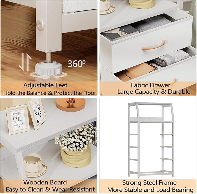 Furnulem Tall Nightstand with 4 Fabric Drawers, Small Dresser - Image 9