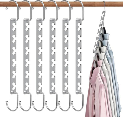 Space Saving Hangers for Clothes 6 Pack, Sturdy Metal Hangers Wardrobe Organizer by SindaxAllforlife