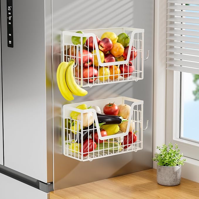 2 Set Magnetic Fridge Shelf, Potato and Onion Storage Bins, Wire Baskets Magnet - Image 10