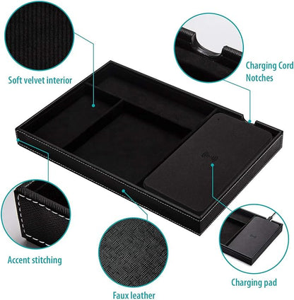 Valet Tray, Built in Wireless Charging Pad, Nightstand Organizer, Dresser - Image 5