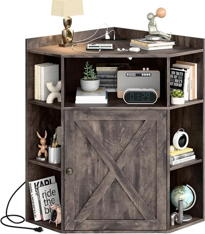 Corner Storage Cabinet, Farmhouse Corner Bookshelf by Halitaa