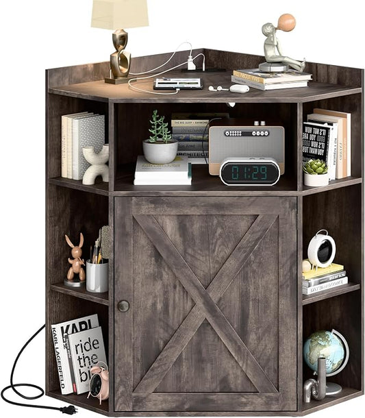 Corner Storage Cabinet, Farmhouse Corner Bookshelf by Halitaa