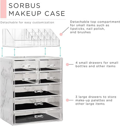 Sorbus Clear Cosmetic Makeup Organizer - Image 2