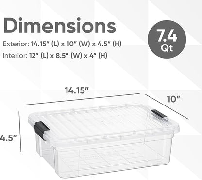 Superio Storage Bins with Lids- 8 Pack, 7.4 Qt Clear Boxes - Image 2