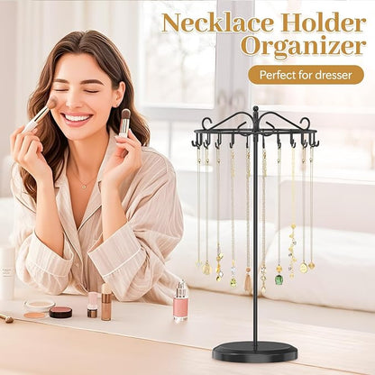 MODOWEY Rotating Necklace Holder Organizer Display Stand - Image 2