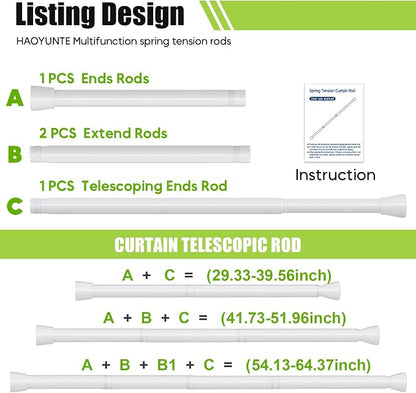 Tension Curtain Rod 2 Pack 30-64 Inch Curtain Rods No Drilling White Tension - Image 2
