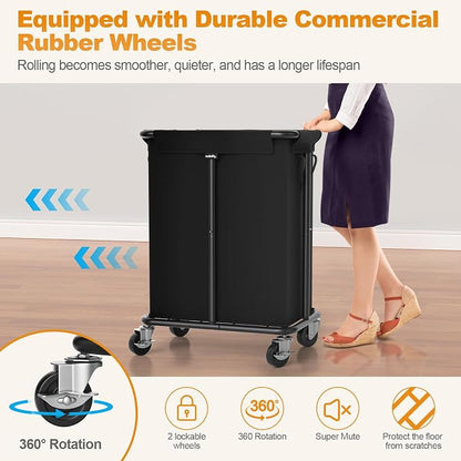 Hodonas Laundry Basket with Wheels, Rolling Laundry Hamper, 46 Gallons - Image 3