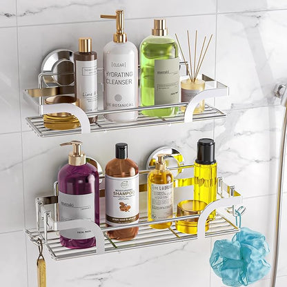 LEVERLOC Shower Caddy Suction Cup 2 Pack, Shower Shelf by LEVERLOC
