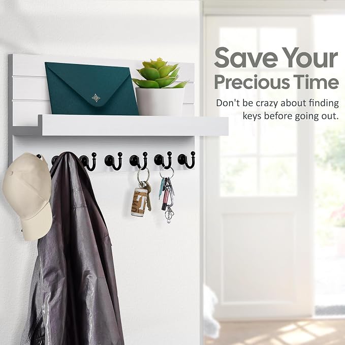 HONJIN Key Holder for Wall: Upgraded 7 Sturdy Key Hooks Easy Installation Mail - Image 3