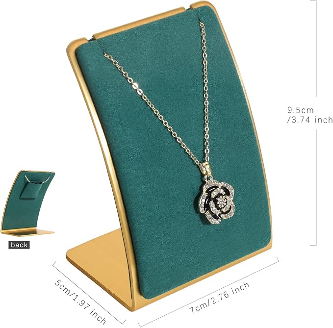 GemeShou Green Necklace display stand, Velvet Jewelry necklace display holder - Image 4