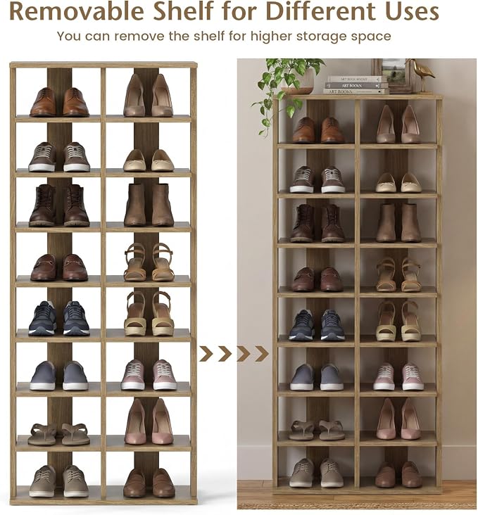 Tangkula 8-Tier Vertical Shoe Rack, Space-Saving Corner Shoe Organizer - Image 7