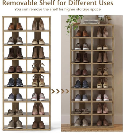 Tangkula 8-Tier Vertical Shoe Rack, Space-Saving Corner Shoe Organizer - Image 7