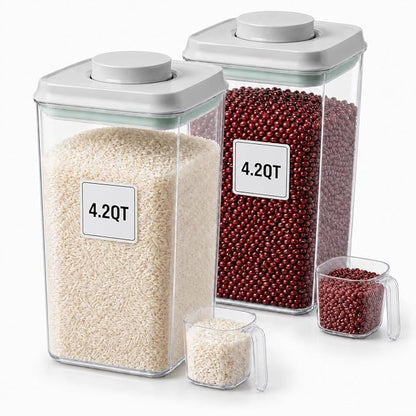 POP Airtight Flour-Rice Food-Storage Container - 4L/4.2Qt Jar by USYOGO