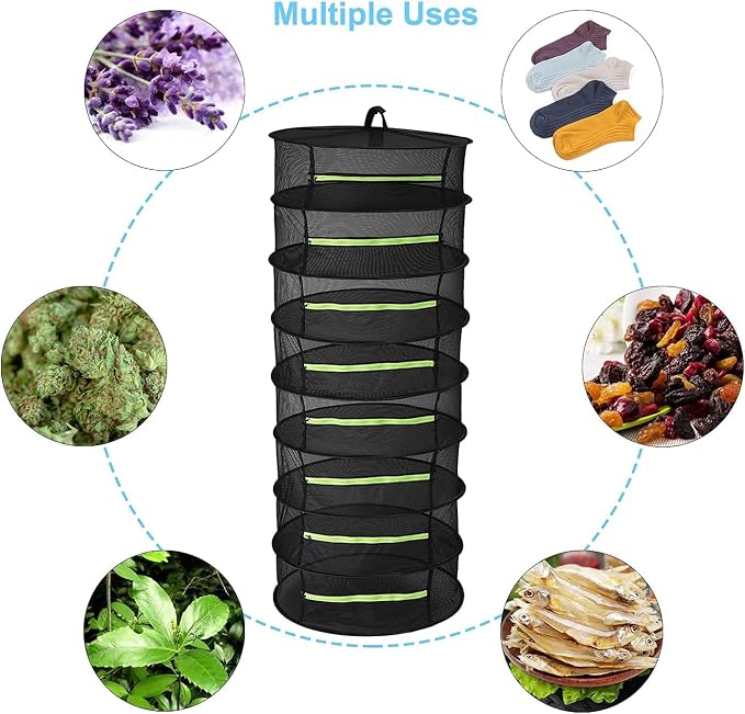 Herb Drying Rack Hanging 8 Layer, 2ft Collapsible Herb Dryer Mesh - Image 5