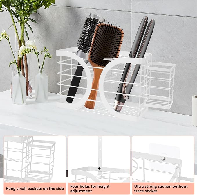 Elegant White Wall Mounted Hair Dryer Holder - Image 5
