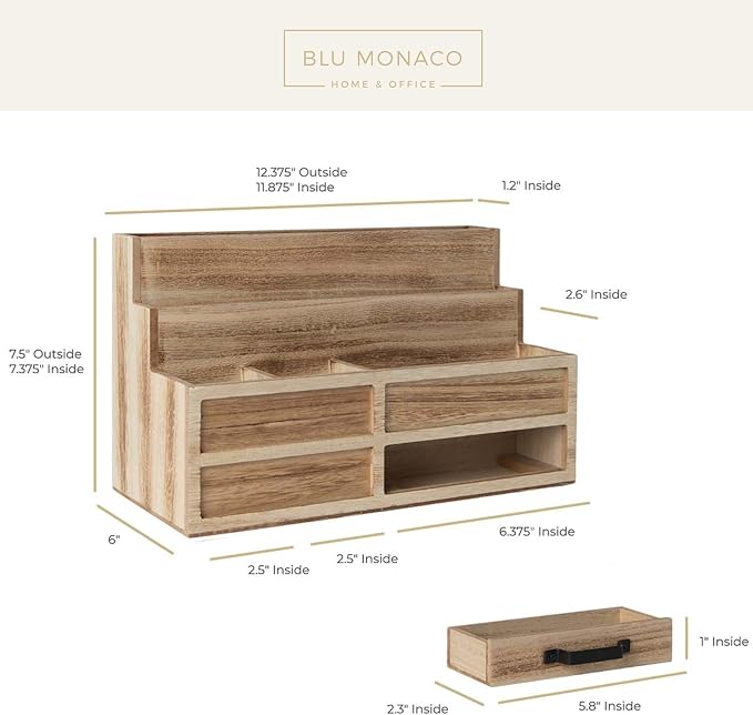 BLU MONACO | Natural Wood Mail Organizer - Image 6