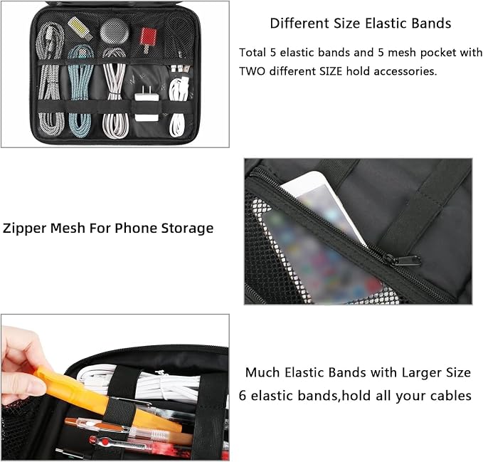 MATEIN Cable Organizer Bag, Large Travel Storage Bag, Sturdy Tool Case | - Image 4