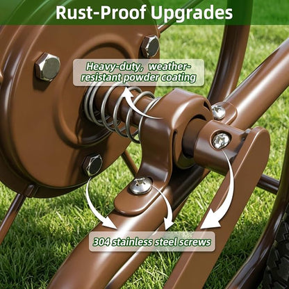 Garden Hose Reel Cart, Heavy Duty Metal w/2 Wheels, Holds 230ft 5/8" | Outdoor - Image 6