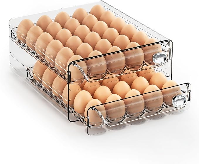 60 Eggs Organizer for Refrigerator, Large Egg Holder for Fridge, Stackable Egg by ZHAIXIAONIANDIRECT