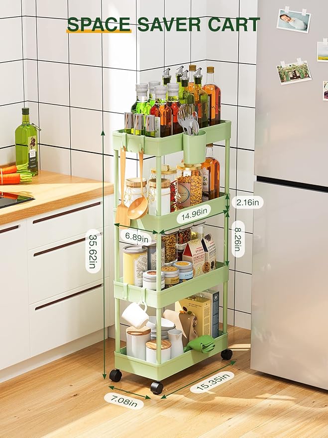 LEHOM Slim Rolling Storage Cart - Image 3