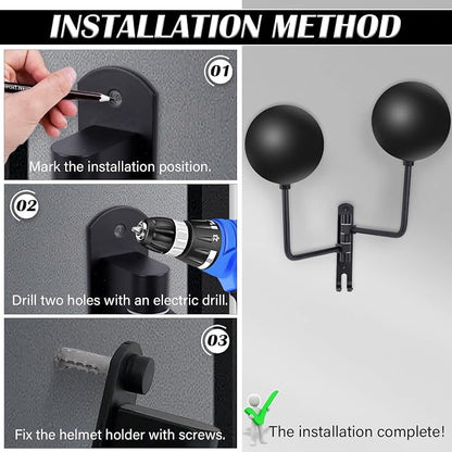 Kikerike Motorcycle Helmet Rack Wall Mount 180 Degree Rotation Metal Bike - Image 6