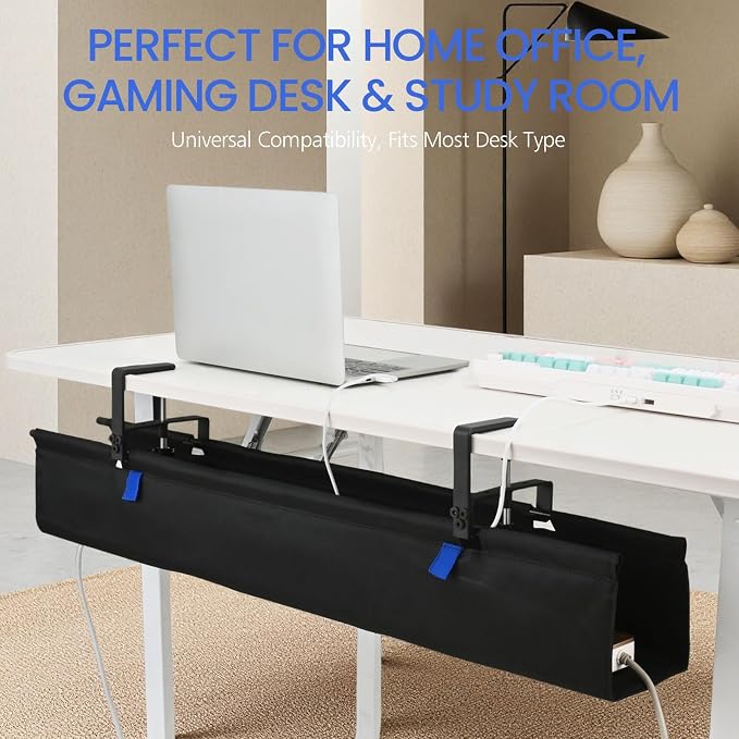 36" Under Desk Cable Management Tray- Clamp/Screw Mount Desk Cable Organizer - Image 5
