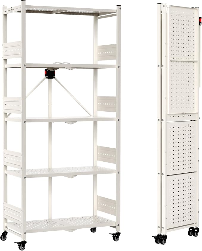 WORKPRO 5-Tier Folding Shelf, No-Assembly Metal Storage Rack by WORKPRO