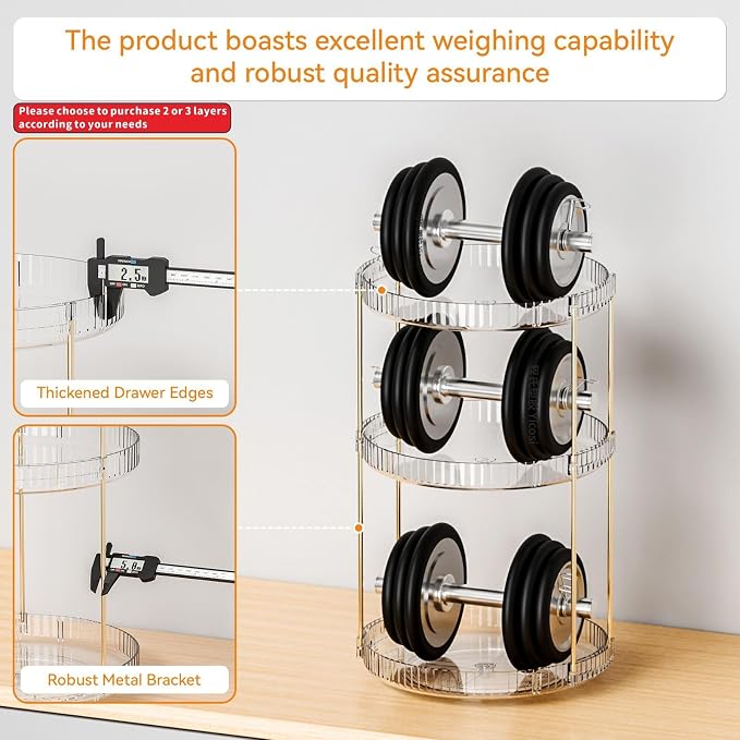 Yieach Acrylic 360 Rotating Makeup Organizer and Perfume Organizer, 2 Tier Make - Image 8