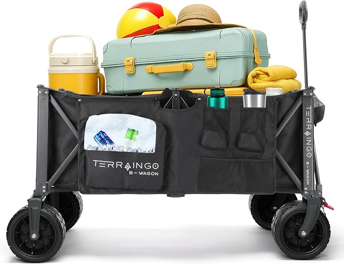Foldable Beach Wagon Cart- Interchangeable All Terrain Wheels- 12" Beach Wheels - Image 8