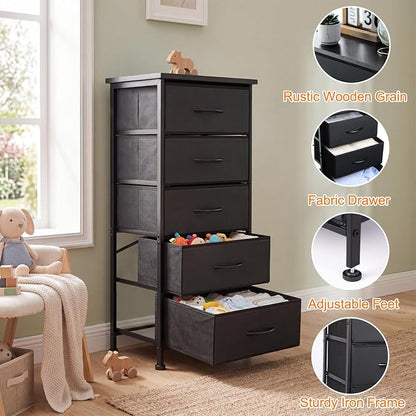 Fixwal Black Tall Skinny Dresser - Image 4