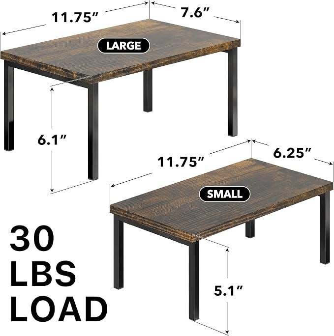 Simple Houseware Stackable Cabinet Counter Shelf Wooden Top, Rustic Brown | - Image 3