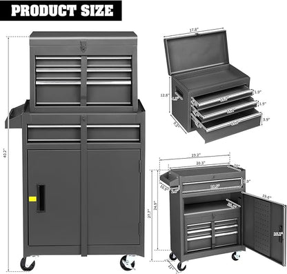 Winado 4-Drawer Rolling Tool Chest, 2-in-1 Large Storage Toolbox, Lockable - Image 3