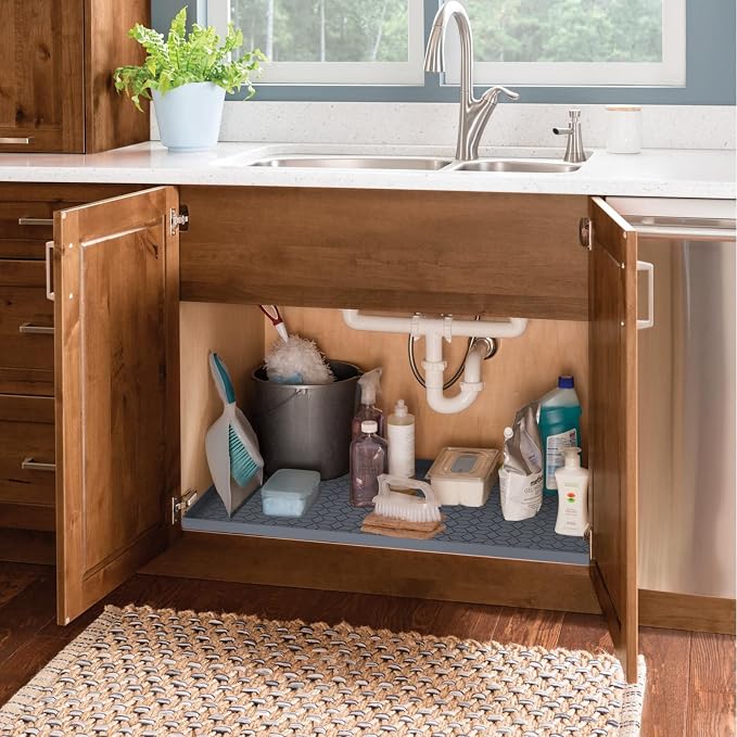 Under Sink Mat for Kitchen, Silicone Waterproof Liner, Flexible Organizer Tray - Image 4