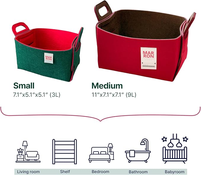 Collapsible Red Choco Felt Storage Bin Small 11"x7.1"x7.1" – Foldable Basket - Image 6