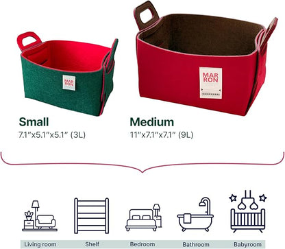 Collapsible DeepGreen Red Felt Storage Bin Small 11"x7.1"x7.1" – Foldable Basket - Image 6