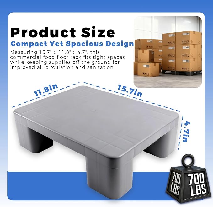Plastic Dunnage Rack – Heavy-Duty Gray Block Pallet - Image 2