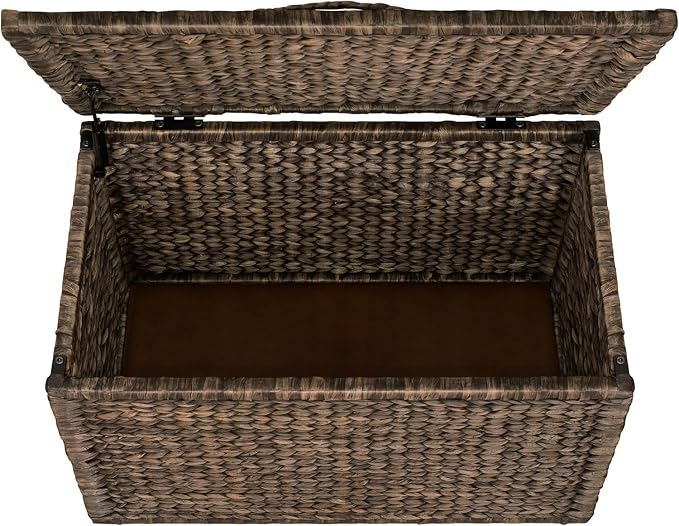 eHemco Water Hyacinth Wicker Storage Trunk, 30x17.5x17.5 | Safety Hinge - Image 3