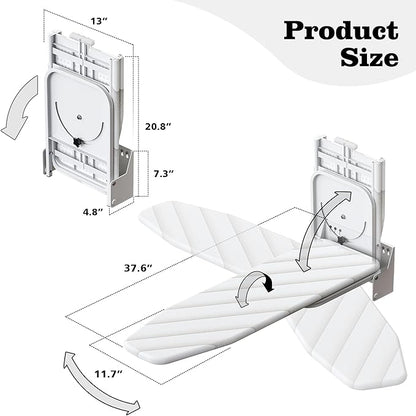 Wall-Mounted Ironing Board 37.4" x 11.8" Compact Mount Fold Down Iron Board - Image 2