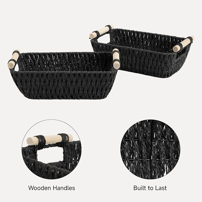 StorageWorks Black Wicker Storage Basket - Image 4