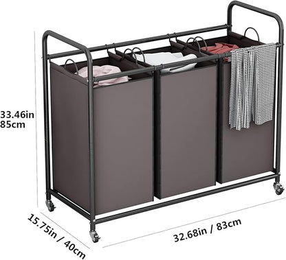 LINZINAR 3-Bag Laundry Sorter, Laundry Hamper Cart - Image 6